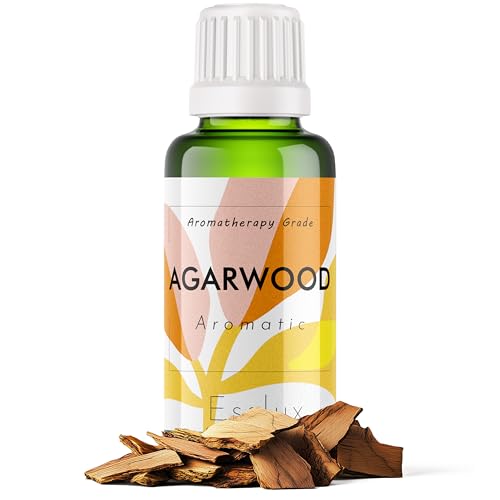 Image of Esslux Agarwood Fragrance Oil - 100% Pure Natural Oud Oil for Diffuser, Candles & Soap Making | Rich, Earthy Aroma for Relaxation & Aromatherapy | Therapeutic Grade - 30ML