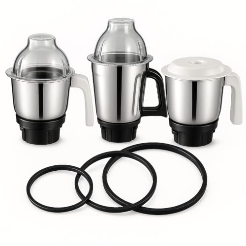 Image of Compatible Replacement Gasket Combo for Preethi Mixer Grinder Jars | 1 Small (8.5 cm) + 1 Medium (11 cm) + 1 Big (12.8 cm) Rubber Sealing Rings | 3 Units