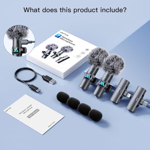Image of BIGASUO 2pcs Lavalier Wireless Microphone for iPhone iPad, Wireless Microphone for Video Recording, Game Live Streaming, Interviews, YouTube, TikTok, Vlog (B81)