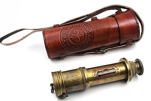Marine Sailor-Dollond London Spyglass, 16 inch Brass Telescope with High Resolution,with Leather Case, Beautiful Lid and Finish by Commando Antique …