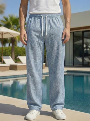Image of INDICLUB Men's Track Pants with Side Stripe, Drawstring Waist, Straight Leg