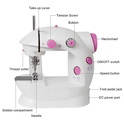 Sewing Machine Mini Electric Portable Handheld Embroidery Machine 2 Speed with Needle Protector Fit for Beginners Household Gift - Thumbnail 2