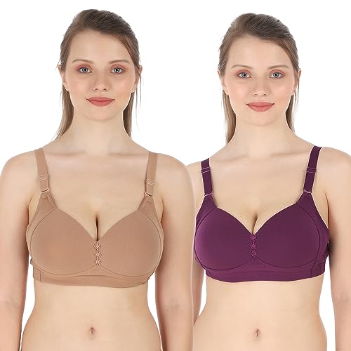 Image of Tweens Lite Wite - Minimiser Medium Padded Cotton Lycra Bra (Plus Size) - Triple Hook - Full Coverage - Wirefree - Seamless T-Shirt Bra