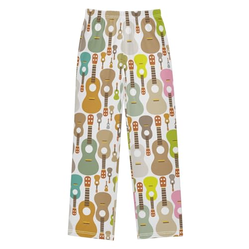 ZZXXB Guitars Pattern Boys Long Pants Soft Trousers Elastic Waist Kids Lounge Bottoms with Pockets S-XL