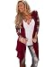 DREAGAL Ladies Geometric Print Drape Front Cable Cardigan Wine Red X-large