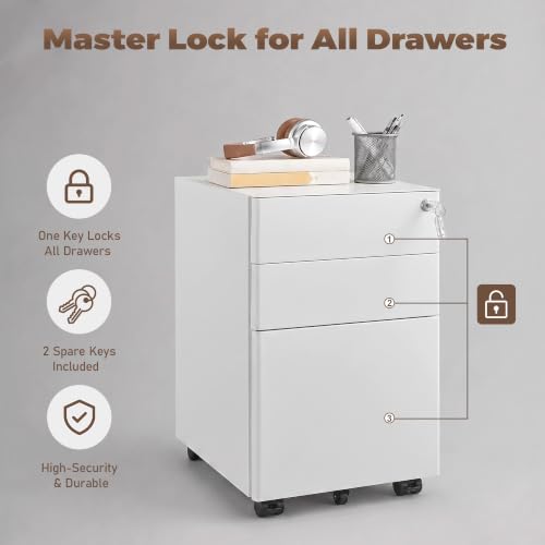 Image of Guizeeopo Fully Assembled 3 Drawer File Cabinets for Home Office