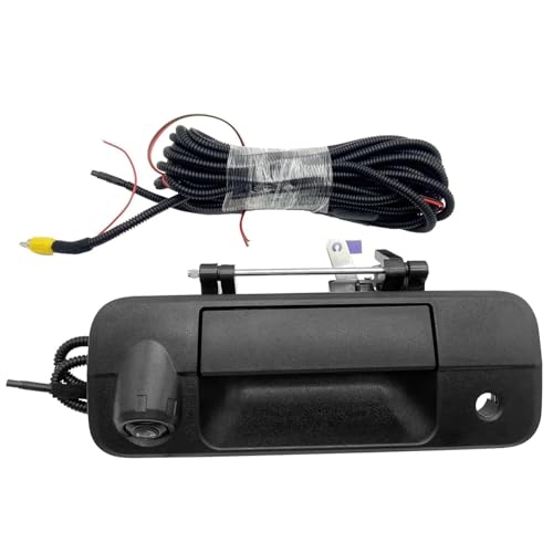 Image of Cheriezing Rear Tailgate Handle with Backup Camera Compatible with Toyota Tundra 2009 2010 2011 2012 2013 RCA Plug, Textured Black Tailgate Reversing Rear View Park Assist Camera