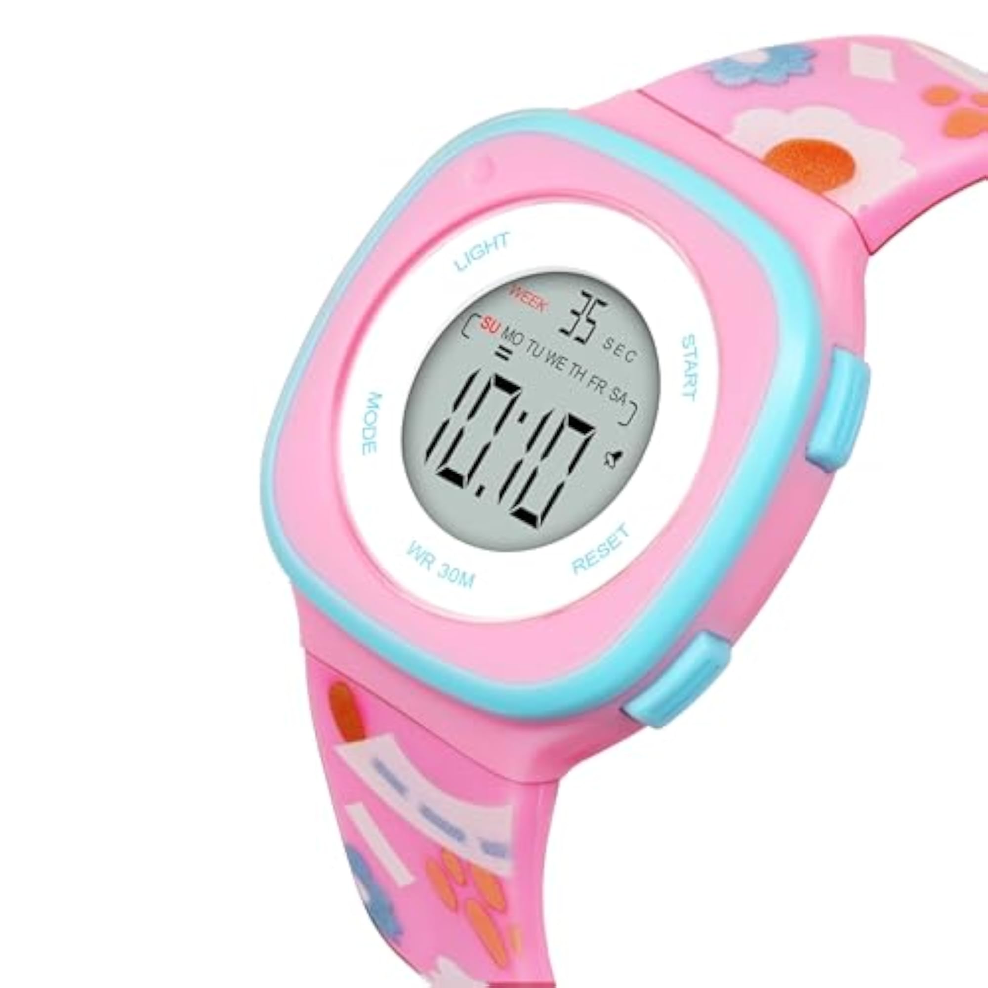 Pink Multifunctional Digital Watch for Girls