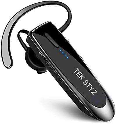 TEK STYZ V5.0 CSR Wireless Bluetooth Earpiece for Samsung Galaxy S6 to S23 Ultra/Galaxy A/Z Flip & Fold / A8 Tab, IPX3 Waterproof Mic Headset CVC 6.0 Dual Noise Cancelling & 24H Talk Time/Playtime