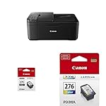 Canon PIXMA TR4720 All-in-One Wireless Printer Home use, with Auto Document Feeder, Mobile Printing and Built-in Fax, Black PG-275 Black Ink Tank, CL-276 Color Ink Cartridge