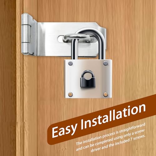Image of Anxingo 2Pcs 1.96Inch Hasp Latch, 90 Degree Solid 304 Stainless Steel File Cabinet Lock Desk Drawer Lock, Safe Security Padlock Latch Hasp Lock for Personal Privacy