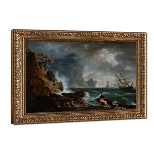 Toile Claude Vernet port italien pour une ambiance salon chaleureuse WCYB