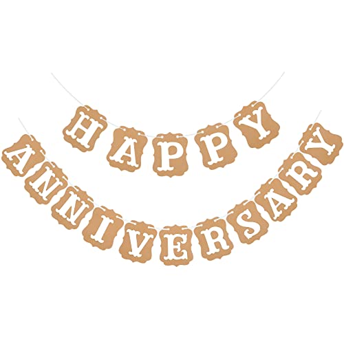 "HAPPY ANNIVERSARY" Printed Kraft Paper Card 11 X 13 CM Lovely Banner Bunting Pennant Garland Vintage Cloth Shabby Chic Decorati