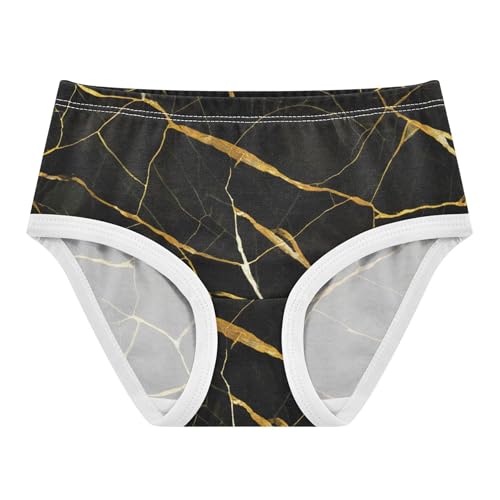 Black Marble Elegant Gold Veins Girls Underwear Toddlers 2t Cotton Panties Little Girl Cartoon Briefs Kids Undies