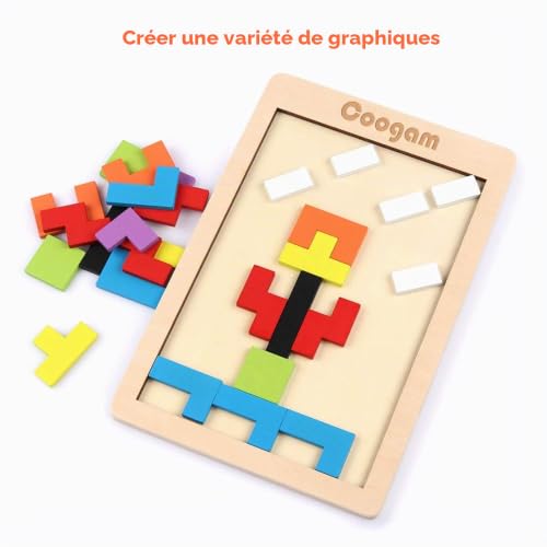 Coogam Bois Puzzle 40 Pcs Tangram Jigsaw Jouet Casse-tête pour Les Enfants – vue 5