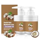 2Bottle Facial Hair Removal Cream - Coconut Oil Based Gentle Body Hair Remover Cream,Coconut Facial Hair Removal Cream for Women, Sensitive Skin Safe,Gentle and Non-irritating 3.52 FL.OZ