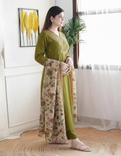 Image of KLOSIA Women Embroidery Kurta and Pant Set with Dupataa
