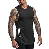 LAOSU Tanktop für Herren, Bodyanzug, Schwitzen, Frühling und Sommer, Top, Training, ohne Schlaf, hohe Farbe des Bodens, Top Fitness, Muscle Vest T-Shirts, große Größe, Schwarz , XL