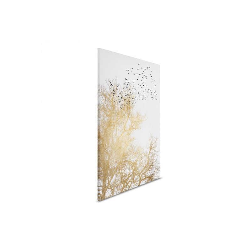 A.S. Création Obraz na płótnie korona drzewa białe złoto — obraz ścienny w kolorze kremowym, złotym — 50 x 75 cm — DD131769