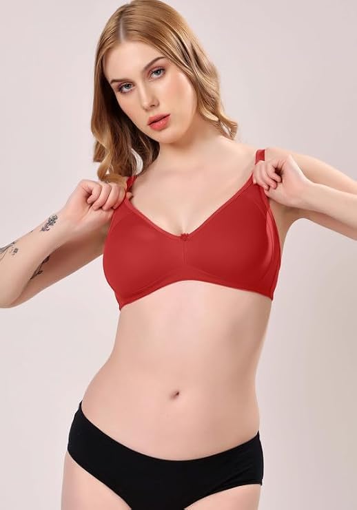 Image of London Hills Regular Bra for Women Everyday Non Padded Wire Free Full Coverage Cotton Blend