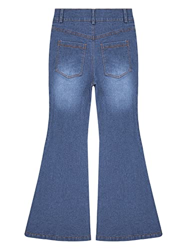 Kids Girls Gradiant Denim Pants High Waist Bell Bottoms Stylish Distressed Flare Jeans Casual Slit Hem Jeans4