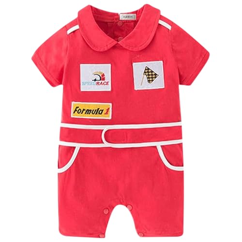 Image of stylesilove Baby Boy Short Sleeves Chic Car Racer Cotton Romper Halloween Baby Boy Clothes