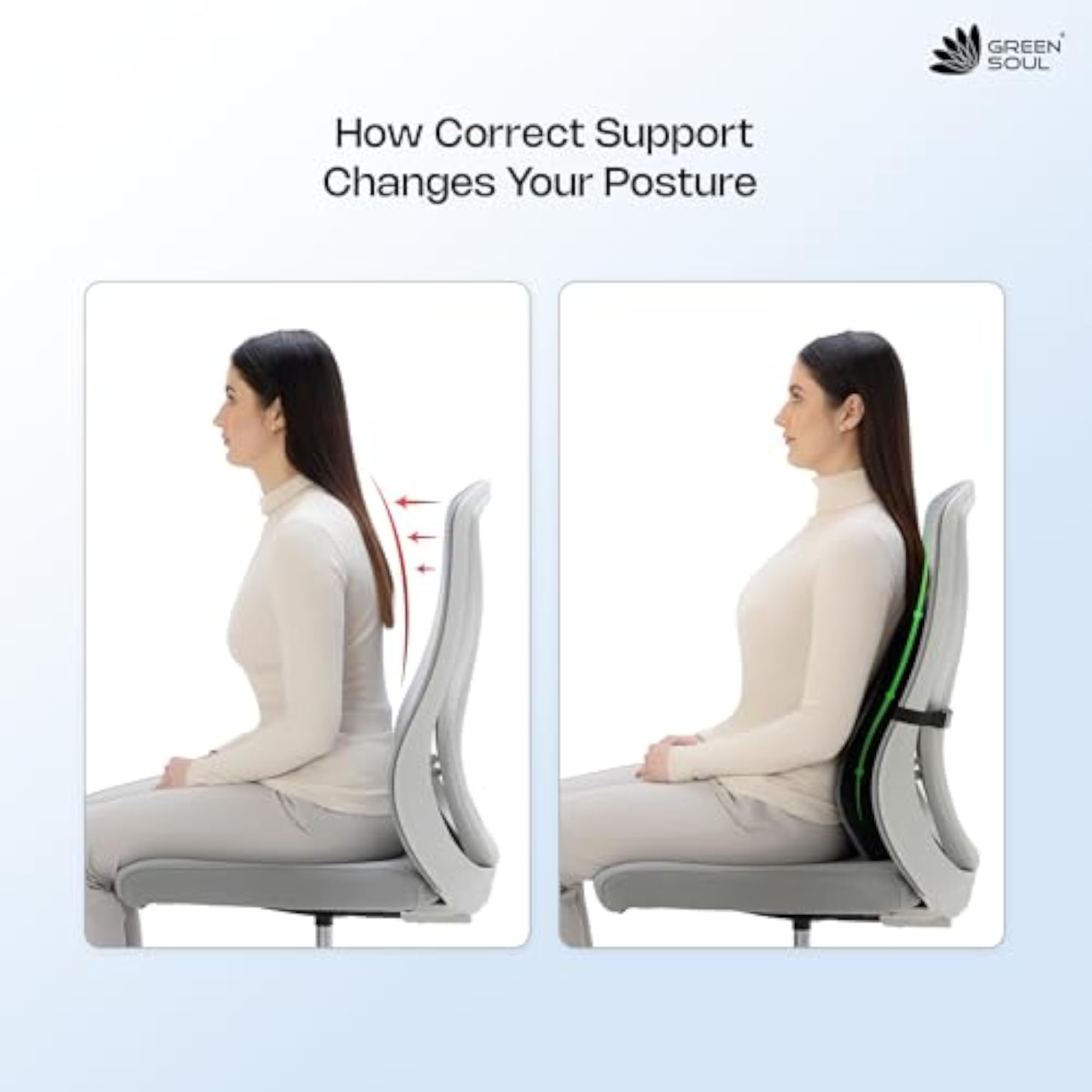 ErgoCore Back Rest Cushion, Memory Foam Lumbar Support Pillow