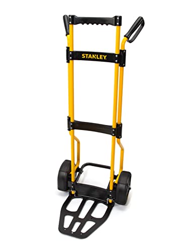 Stanley Heavy-Duty Folding Hand Truck & Dolly, 400 lbs. (181 kgs.) Capacity, Professional Grade, Compact, Lightweight & Slim Design, Easy Storage, Steel Frame, Ergonomic 3 Handle Design (SXWT-FT591)