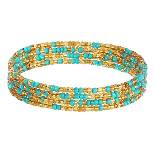 Piacolnic 12 Piezas Waist Beads, Cadena de Cintura Multicolor con Cuentas de Cristal, Body Chain con Banda Elástica y Aleación para Playa, Verano, Festivales y Looks de Bikini