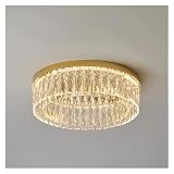 Modern Creative Led Round Crystal Ceiling Light for Living Room Dining Room Bedroom Kitchen Island Home Decoration Contemporary(Warm White,Gold D 48cm)