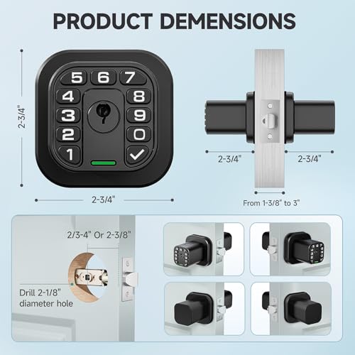 Richelock Fingerprint Door knob, Smart Biometric Door Lock with Keypad, Keyless Entry Code Door Knob, Waterproof & Weatherproof , Auto Lock ,Voice Navigation, For Bedroom, Gate,Office -Matte Black - Image 5