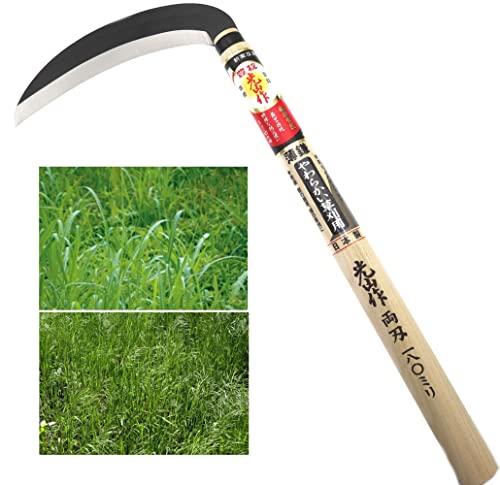 豊稔企販 (HOUNEN KIHAN) Falso Manuale Giapponese Lama Doppia Tagliente Acciaio Yasugi Falciatura Taglia Falciatura Erba Diserbo Strumento Giardino Giardinaggio Fatto in Giappone