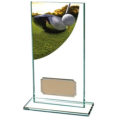 Colour Curve Golf Glass Trophy,Award,160mm,Free Engraving (CR4861B) TRD Cover