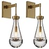 Wall sconces set of two brass raindrop sconces wall lightingindoor kitchen wall decor lampswall lamp with hand blown solid glass perfect for bedroom living roomvanityincluding bulb  urban country home decor