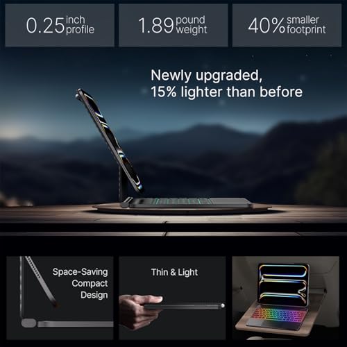Image of typecase Keyboard Case for iPad Pro 13-inch (M5 2025 /M4 2024), Magic Keyboard with 11 Colors Backlight, Keyboard Case with Pencil Holder, Multi-Touch Trackpad, Easy-Set Magnetic Stand, Carbon Fiber