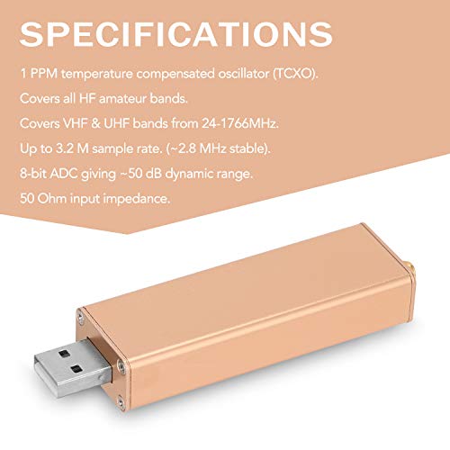 DECDEAL RTL2832U + R820T2 0.1MHz-1.7GHz TCXO ADSB UHF VHF HF FM RTL.SDR Receptor de sintonizador USB