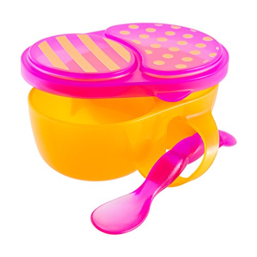 Sassy First Solids Bowl and Spoon, Pink/Orange