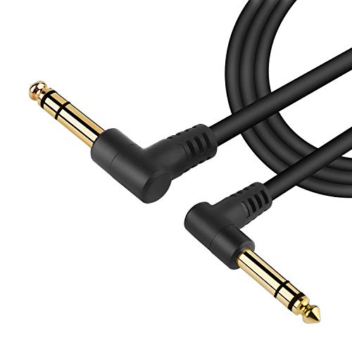 1 4 Inch TRS Cable 10FT, HOSONGIN 1 4 TRS Male to 1 4 TRS Male Balanced Stereo Audio Cable, Right Angle to Right Angle Cord, Black