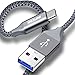 USB Type C Cable, ICONIC USB Type C Charging Cable (USB 3.0 6.6Ft) Nylon Braided Cord Fast Charger Sync Data for Galaxy S8 Plus, Nintendo Switch, LG V20 G5 G6, Nexus 6P 5X, OnePlus 2 3T (Grey)
