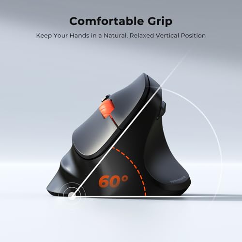 Image of MEETION Ergonomic Mouse, Wireless Bluetooth Vertical Mouse with 3 Multi-Device for Bluetooth(5.3 * 2) & USB-A to USB-C Adapter, 4 DPI 1200-3200 Mice for Mac /Windows /PC /Laptop /Computer