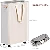 efluky Slim Laundry Hamper with Wheels, Rolling Laundry Basket for Clothes, Small Laundry Basket for Bedroom, Dorm and Laundry Room, 60L (12.7 Gallons) Beige