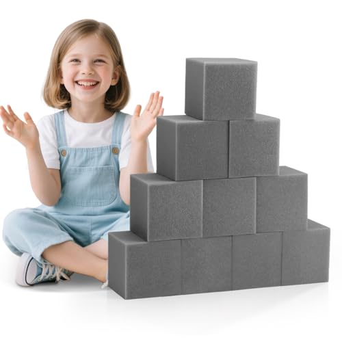 TRENDBOX 24PCS 5" x 5" x 5" Foam Pit Blocks Sponge Cubes Foam Pit Cubes Sponge Blocks for Amusement Park, Gymnastics, Freerunning and Parkour Courses - Drak Gray