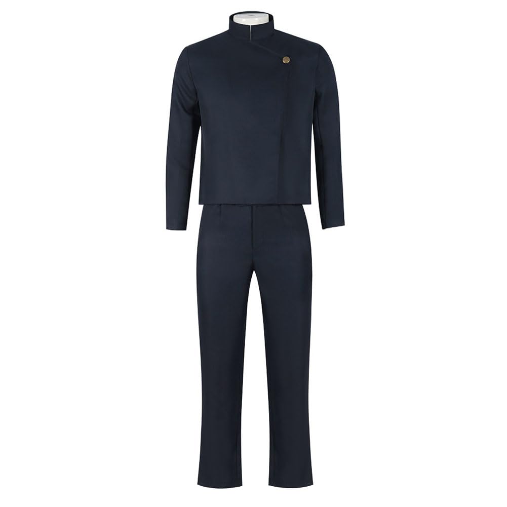 Anime Gojo Satoru Costume Set with Glasses for Men, Polyester School Uniform Jacket and Pants, Halloween Carnival Party Cosplay Dress Up, S-XXL