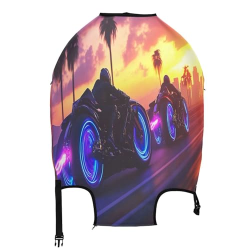 Joisal Neon Bikes Racing Cover for Suitcase for Travel 28 Inch Suitcase Protector Cover Tsa Approved Stretch Travel Accessories2