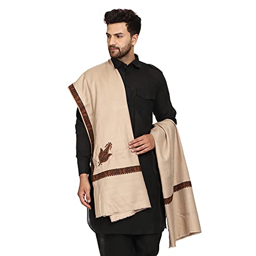 Image of SWI WITH LABEL Men's Kashmiri Embroidered Wool Shawl