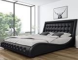 SHA CERLIN Queen Size Button Tufted Platform Bed Frame/Faux Leather Upholstered Bed Frame with...