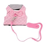 POPETPOP Kaninchengeschirr mit Leine für Kleintiere Weiches Weste Geschirr mit Schleife Sichere Passform für Outdoor Kaninchen und Meerschweinchen