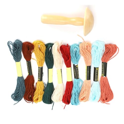 Kit de suministros para zurcido Yosoo: hongo de madera para zurcir y 10 hilos de algodón en colores variados para calcetines, suéteres y reparación DIY miniatura 4