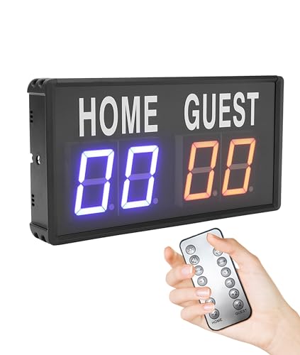 Gugxiom Anzeigetafel Elektronisch, Ferngesteuerte Anzeigetafel, Punktestand 1-99 Scoreboard, LED Anzeigetafel mit 5 Einstellbarer Helligkeit, für Basketball, Volleyball usw.