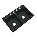 Dekor Sinks 50499 Westport Double Bowl Cast Acrylic Kitchen Sink-4 Hole, 33", Black
